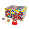 Set Moka Express Carretto Siciliano 2 tz, 2 bicchierini in porcellana e 2 palettine dorate